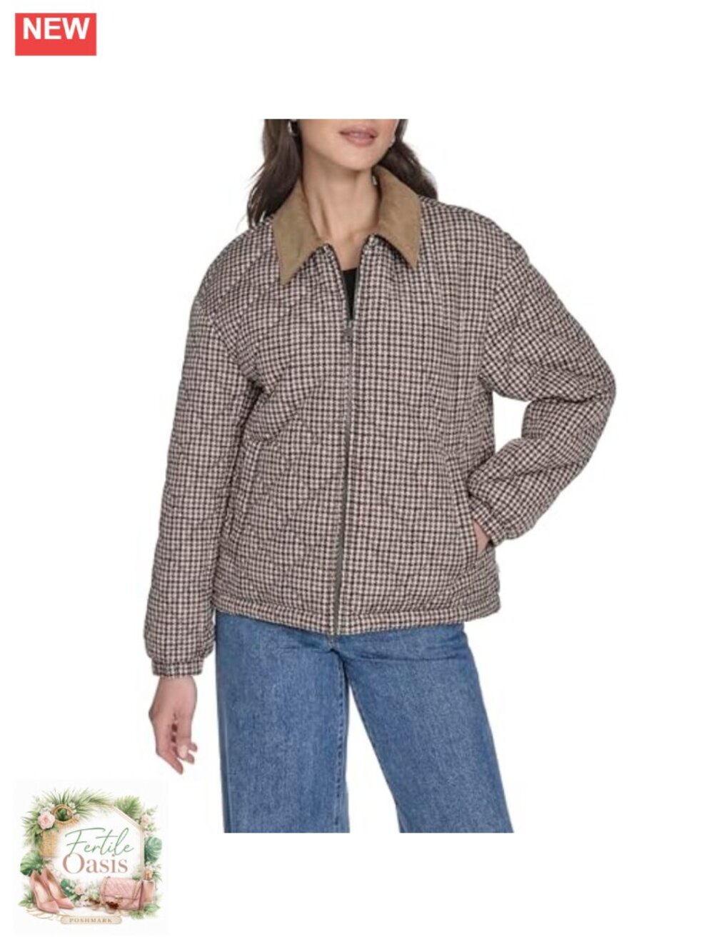 Levi's Women's Diamond Quilted Jacket Corduroy Collar